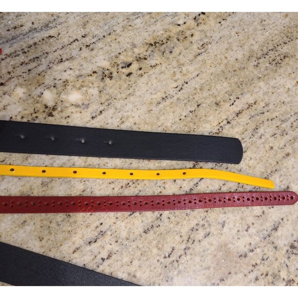 Lot of 3 Eddie Bauer Fasolo Leather Belts Faux Pearl Buckle Size XL Red Yellow - Picture 7 of 10